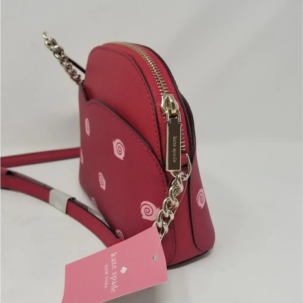 Kate Spade NEW Red Multi Dome Crossbody‎ Chain and Leather Zipper Closer Purse